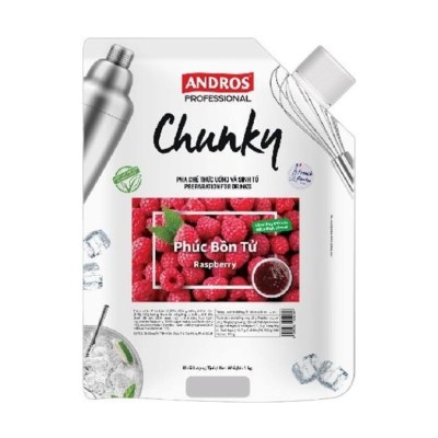 ANDROS PROFESSIONAL MỨT CHUNKY PHÚC BỒN TỬ TÚI 1KG/ RASPBERRY CHUNKY